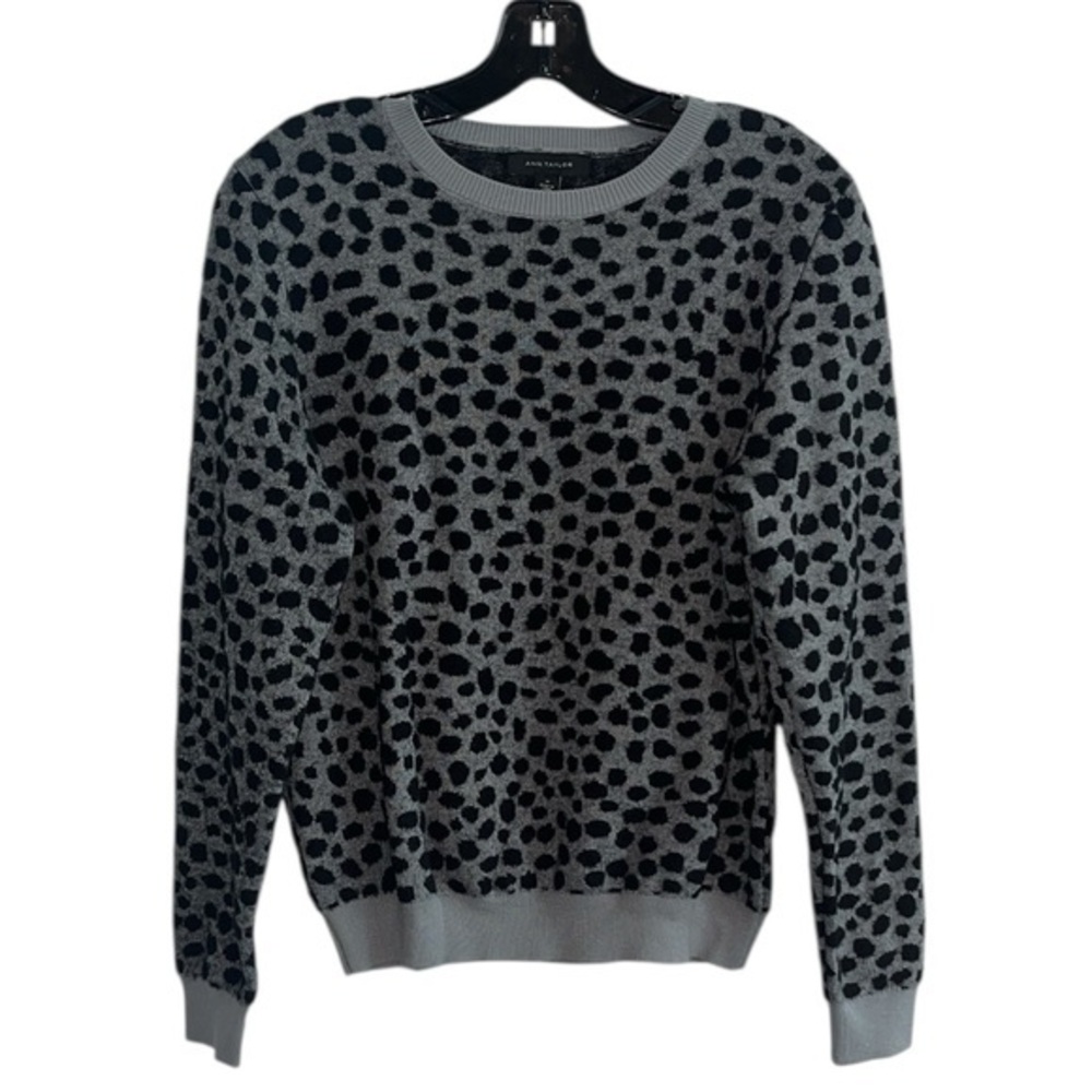 Ann Taylor Gray and Black Cheetah Sweater Size M NWT